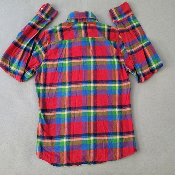Y2K HOLLISTER ABERCROMBIE Flannel Red Plaid Colorful Size Womens S Pockets - Picture 4 of 12